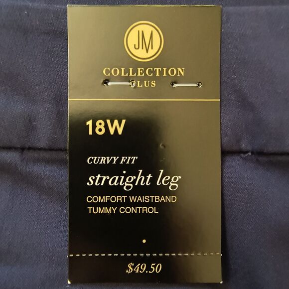 JM Collection Dress Pants Women’s 18W Navy Blue Curvy-Fit Straight-Leg Stretch - Picture 5 of 9